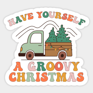 Groovy Christmas Truck Sticker